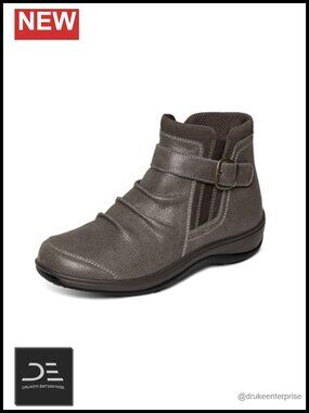 Orthopedic Leather Ankle Boots with Arch Support & Side Zipper